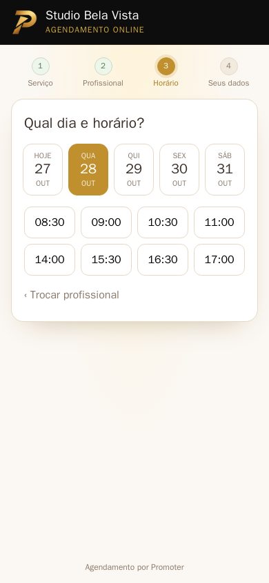 Cliente escolhendo o horário livre